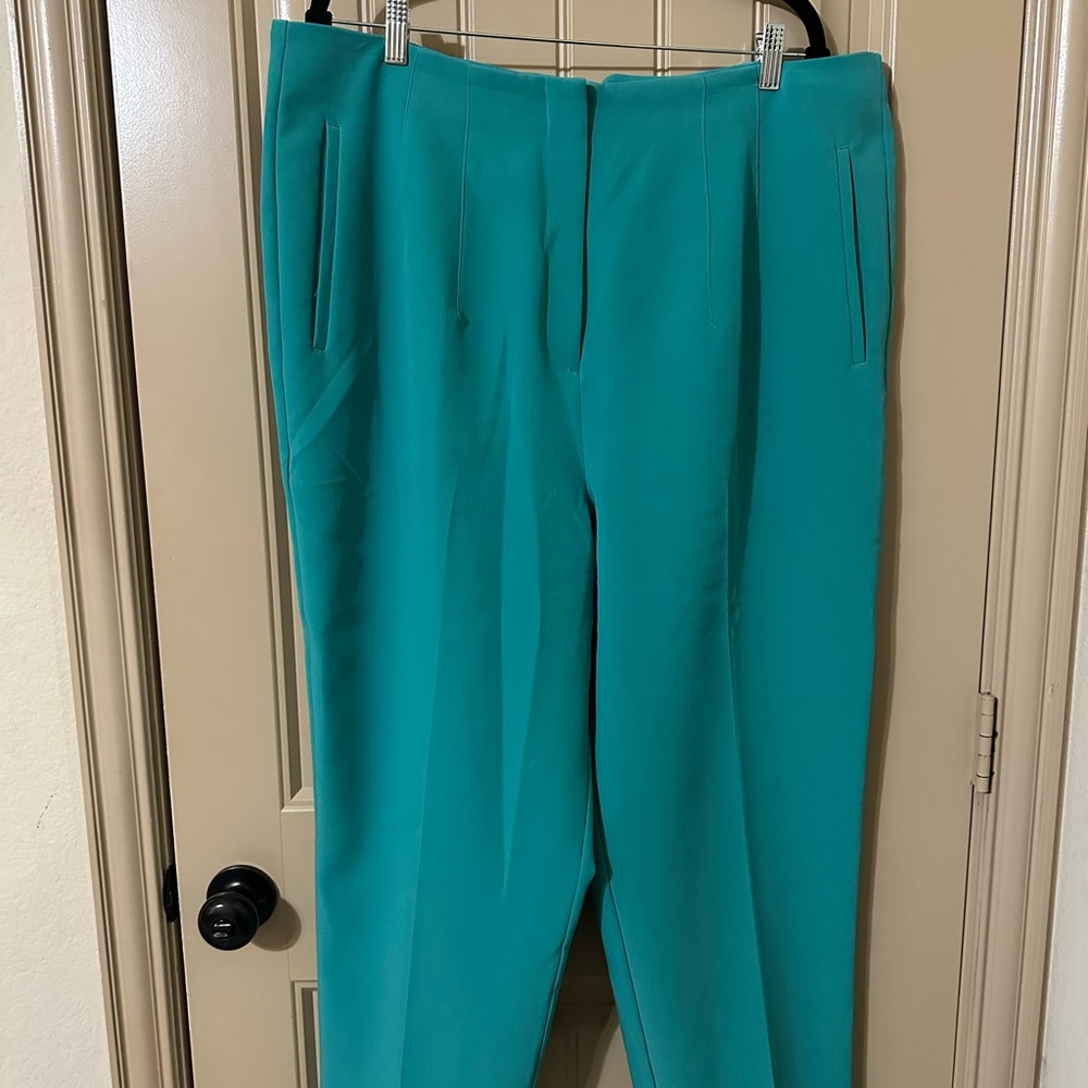 Worthington Teal Slim Leg Trousers Super High Waisted Women’s 18